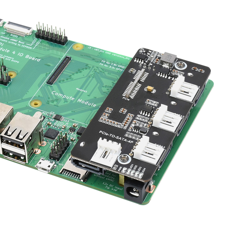 树莓派CM4 PICe转SATA3.0扩展板 四路高速SATA3.0转接扩展板模块 - 图0