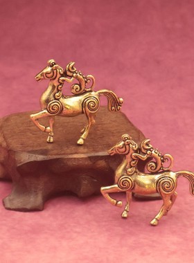 2026生肖马铜饰品挂件钥匙扣小摆件马上封侯黄铜摆设品桌面装饰工