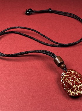 2026天然原矿朱砂晶体砂龟甲吊坠子烫金晶体砂项链吊坠男女款礼物