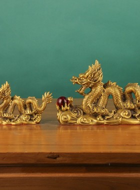 2026黄铜祥龙献宝摆件聚宝盆龙摆件铜生肖龙家居摆饰店铺办公室工
