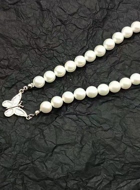 2026时髦欧美风仿珍珠蝴蝶吊坠项链高颜值气质锁骨链精致小巧挂坠