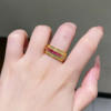 999 Pure Gold Rainbow Gradient Gold Fortune Ring Gold Ring Light Luxury Fashion Exquisite Versatile Gift for Your Girlfriend