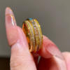 999 Pure Gold Rainbow Gradient Gold Fortune Ring Gold Ring Light Luxury Fashion Exquisite Versatile Gift for Your Girlfriend