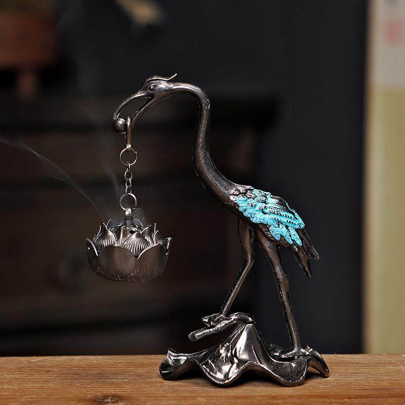 仙鹤莲花香炉小祥云无粘粉香薰路创意覆古玄关摆件香道香器家用炉,淘宝优惠券,粉丝福利购,淘宝优惠卷