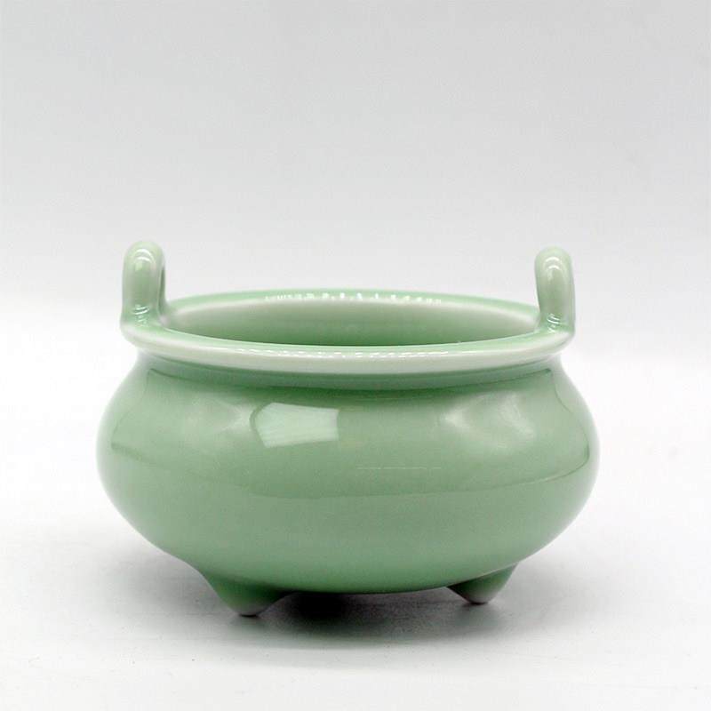 青瓷覆古弟窑哥窑粉青双耳香炉礼盒铜香插卧室客厅沉香檀香降真香,淘宝优惠券,粉丝福利购,淘宝优惠卷