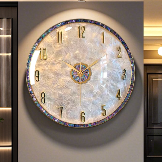 Light luxury shell wall clock 2025 new high-end modern simple clock wall hanging home living room atmospheric hanging watch