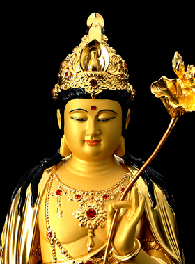 贴金佛堂佛像大势至阿弥陀佛菩萨