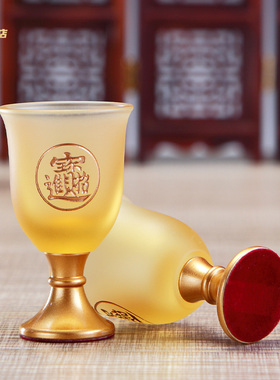 古法琉璃酒杯雕进宝砂刻金