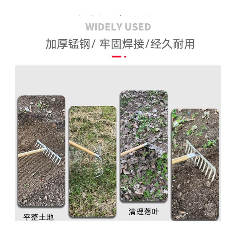 九齿钉耙加厚锰钢农用铁耙子农具翻平地松土小园艺搂草扒除草神器 - 图2