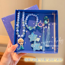 Ice and snow chic children Aesha princess necklace bracelet gift box suit girl Aisha ring ear clip crown hairpin