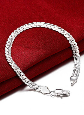 New 925 Sterling Silver 2 Piece Full Sideways Chain