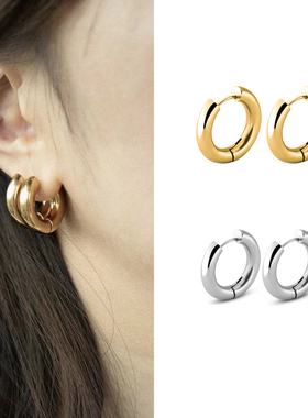 Punk Gold Color Stainless Steel Hoop Earrings for Women