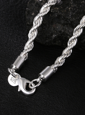 high quality 925 silver color 4MM women men chain male