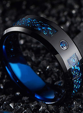 Fashion Men's 8mm Black Tungsten Wedding Celtic Dragon
