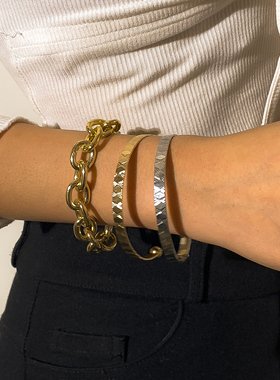 2023 4pcs Punk Curb Cuban Chain Bracelets Set for Women