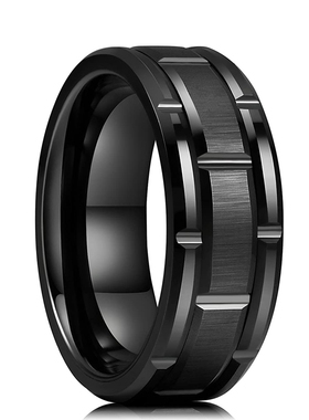 Classic Men's 8mm Black Tungsten Wedding Rings Double