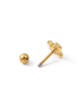New 1 Piece Surgical steel & Copper Cz Crown Long Bar EAR
