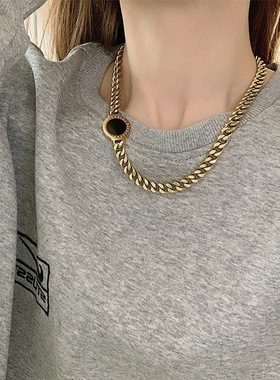 2023 Stainless Steel 2 Color Thick Chain Black Acrylic