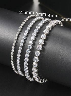 Hip Hop Iced Out 3/4/5mm Crystal Tennis Bracelet for Men