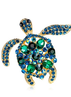 Green Rhinestone Sea Turtle Animal Brooch Pins For Women