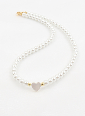 New Trendy Shell Heart Imitation Pearls Necklace Women