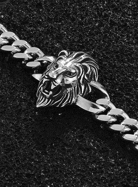 HNSP 12MM Stainless Steel Hand Chian Lion King Head