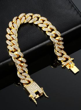 High-Quality 12MM Hip Hop Full Rhinestone Bling Iced Out