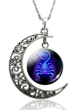 12 Constellation Necklace Zodiac Signs Cabochon Glass