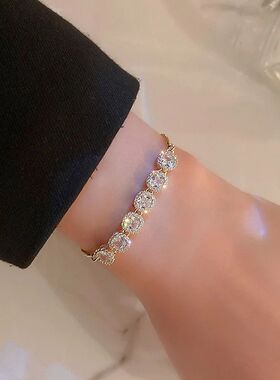 Sparkling Adjustable Zircon Bracelets For Women New Gold