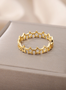 Star Rings for Women Gold Plated Couple Stainless Steel