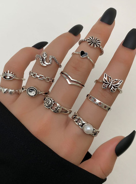 2023 Hiphop Vintage Silver Color Poker Angel Wings Finger