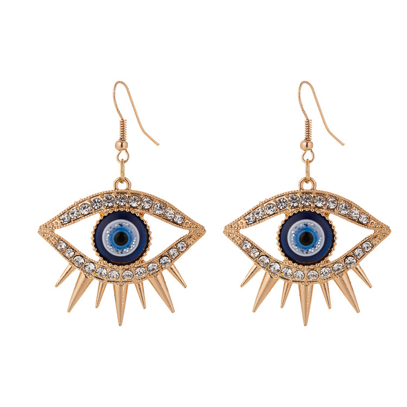 New Luxury Rhinestone Evil Eye Statement Drop Earrings 2022-图0