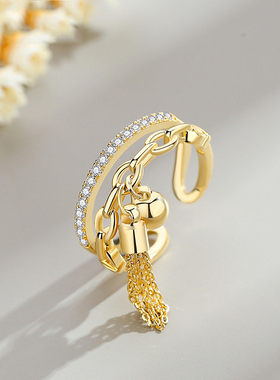 Vintage Ethnic Crystal Rings Link Chain Zirconia With Spike
