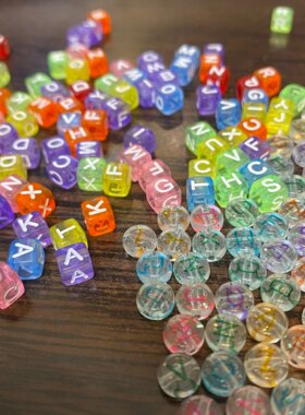 Mixed Letter Acrylic Beads Round Flat Alphabet Digital Cube