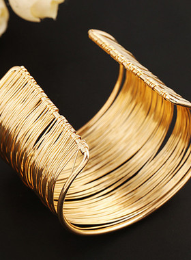 Fashion Women's Multilayer Metal Wires Strings Open Bangle