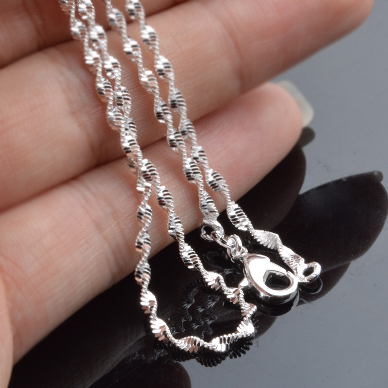 925 Sterling Silver Chain Fashion Sliver Necklace High - 图2