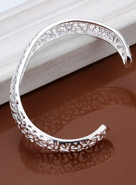 925 Sterling Silver open bangle bracelet for women lady