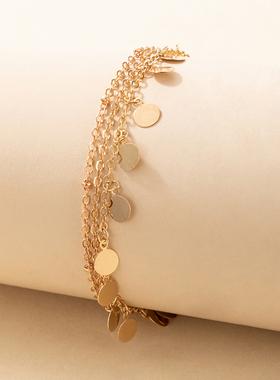 Tocona Charms Gold Wafer Tassel Anklets for Women Luxury
