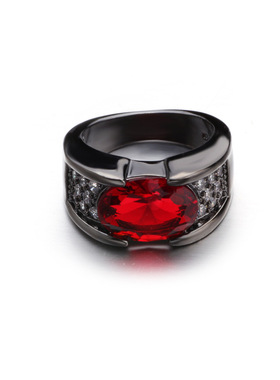 Simple Trend Red Zircon Rings for Men Casual Party Jewelry