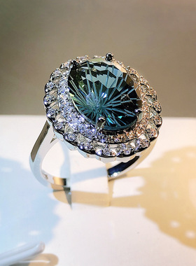 Round Blue Topaz Rings For Women S925 Stamp Sterling