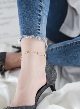 New Stainless Steel Anklet For Women Gold Color Round Chain