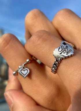 Heart Rings For Women Punk Girl Hip Hop Jewelry Korea