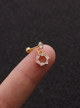 18Styles Gold Silver Color Heart Hexagon Crystal Tragus Ear