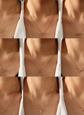 1Pcs 12 Zodiac Sign Necklace for Women 12 Constellation