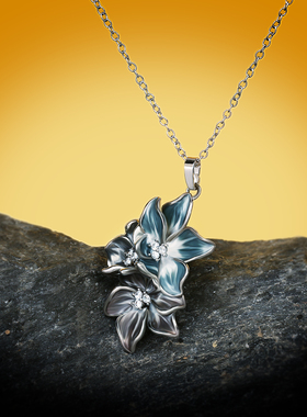 925 Silver Women's Necklace Simple Flower Pendant