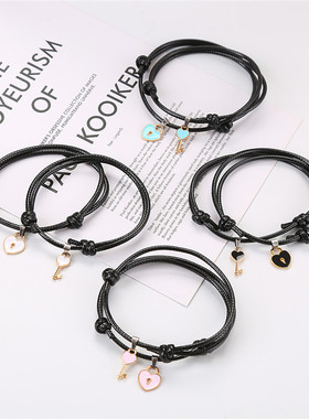 2 PCs/lot New Arrival Couple Bracelet Alloy key Heart Lock