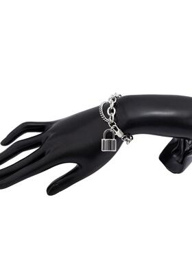 Salircon Kpop Stainless Steel Lock Pendant Bracelet on Hand