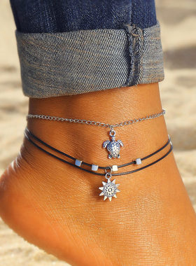 Vintage Sea Turtle Starfish Shell Beads Anklets For Women