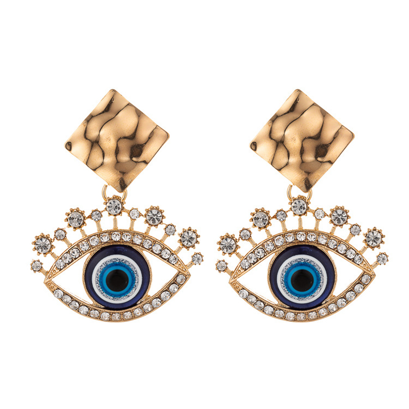 New Luxury Rhinestone Evil Eye Statement Drop Earrings 2022-图2