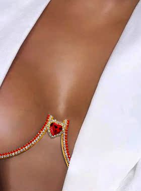 Red Heart Bra Chain Body Jewelry Women Crystal Bracket